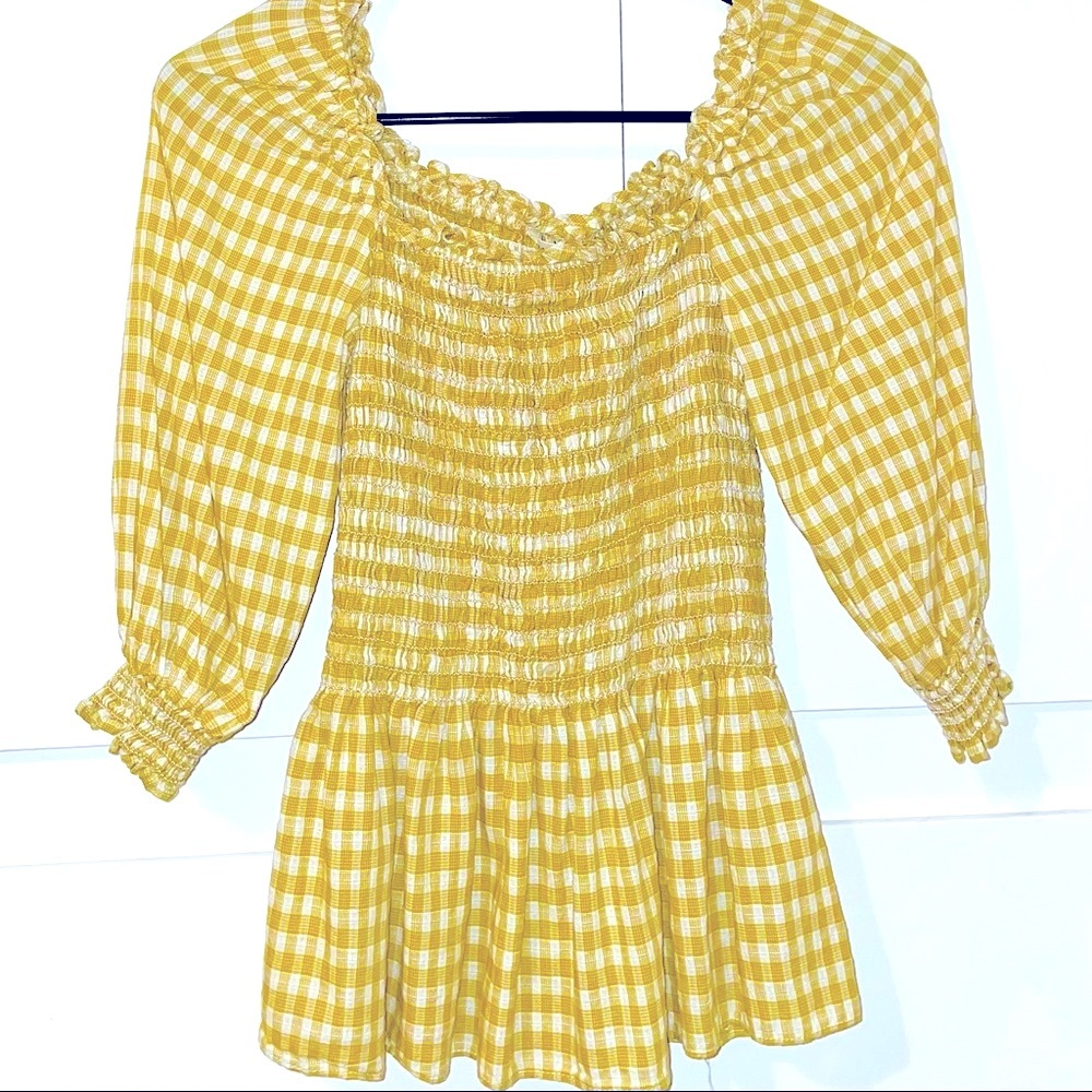 Max Studio Gingham plaid blouse